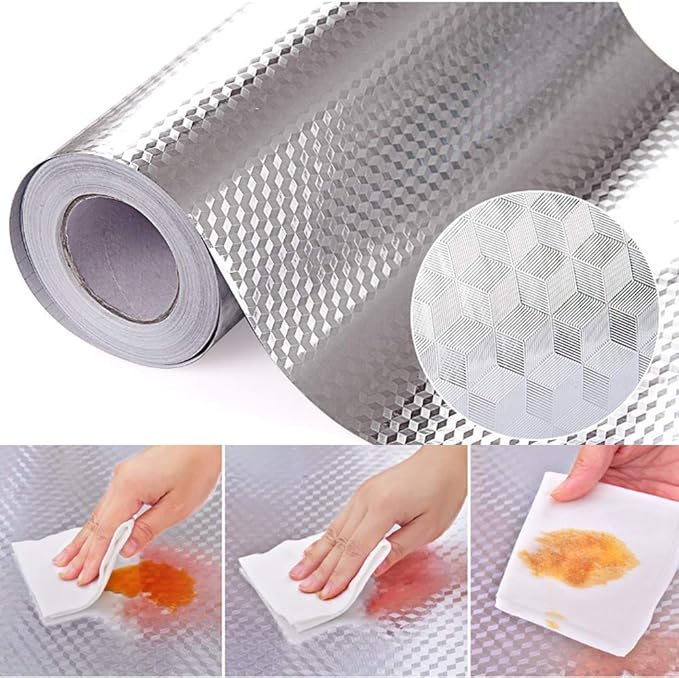 Kitchen Wallpaper Oil Proof Sticker Aluminum Foil Backsplash Self-Adhesive by Beminh
