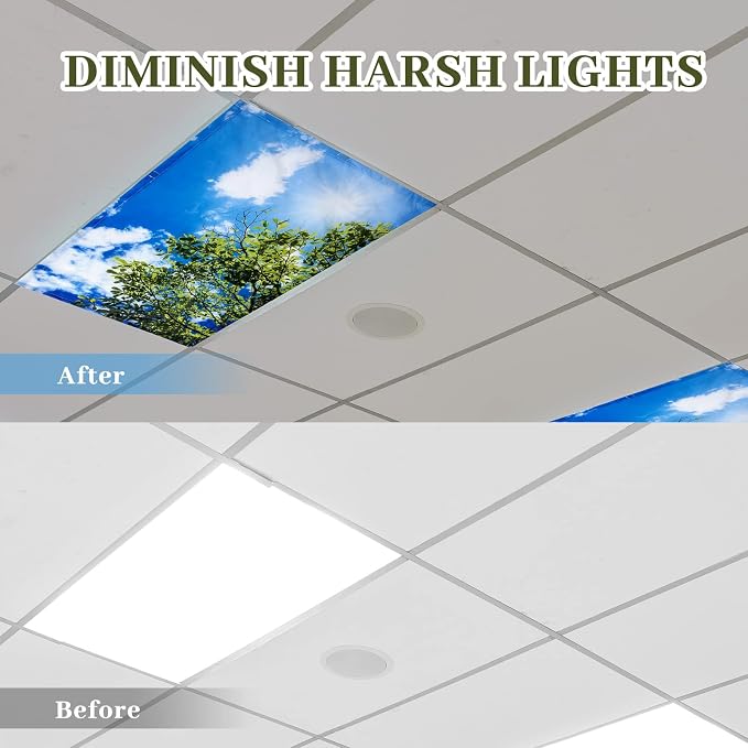Hortsun Pack of 2 Fluorescent Light Covers 4 x 2 Feet Magnetic Ceiling Light - Image 3
