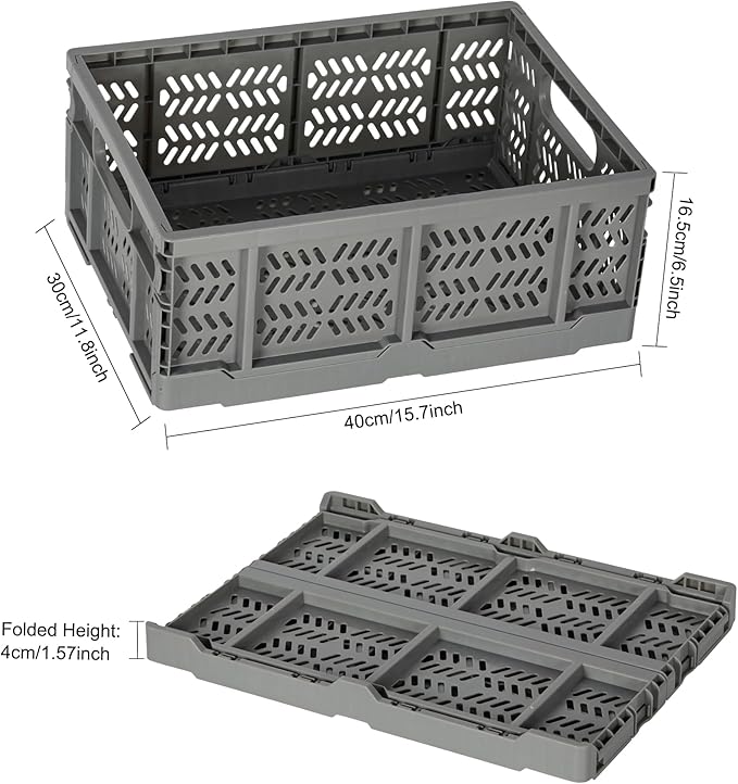Heavy Duty Plastic Milk Crates for Storage, Collapsible Storage Basket - Image 7