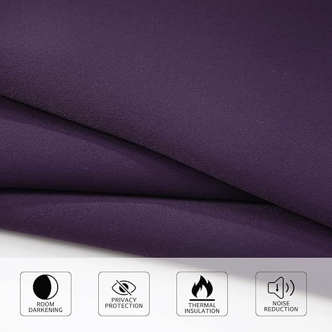 MYSKY HOME Purple Curtains for Living Room Black Out Curtains for Bedroom 90 - Image 6