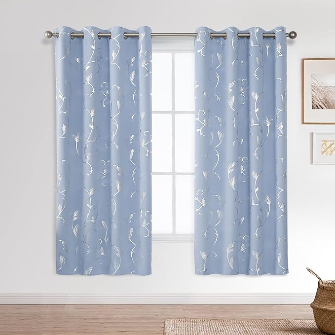 BUHUA Wave Floral Vine Print Blackout Curtains - Image 2