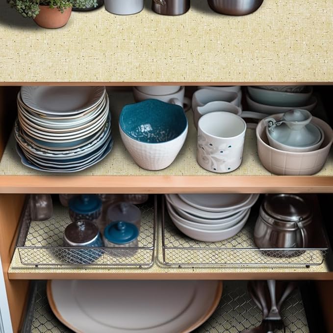 Beige Non-Adhesive Shelf Liner - 20FT x 12IN Waterproof - Image 7