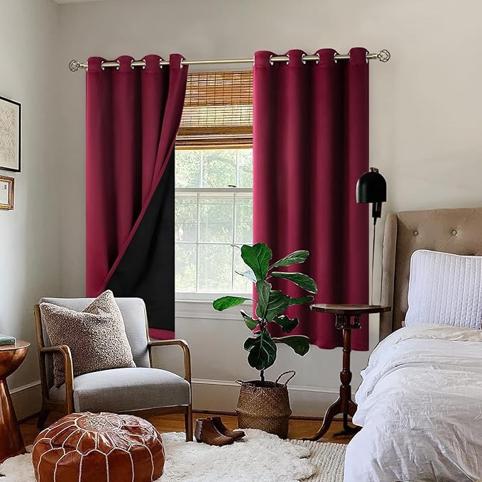 BGment Thermal Insulated 100% Blackout Curtains 72 Inch Length 2 Panels - Image 2