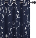 BUHUA Shinny Silver Wave Flower Print Blackout Curtains Grommet Thermal by BUHUA