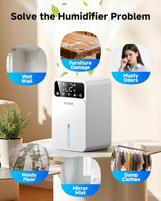 Dehumidifier, Dehumidifiers for Home, 60 OZ Water Tank, 500 sq.ft Dehumidifier - Image 6
