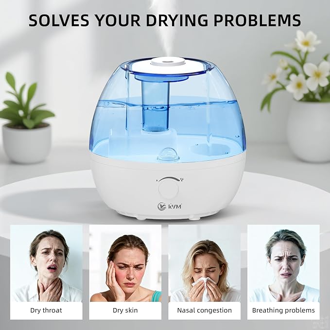 KVM Ultrasonic Cool Mist Humidifier, Quiet Air Humidifiers - Image 3
