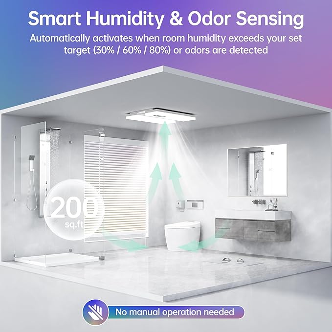 Bathroom Exhaust Fan with Heater, 230 CFM Quiet Ceiling Fan with 3 Dynamic RGB - Image 3