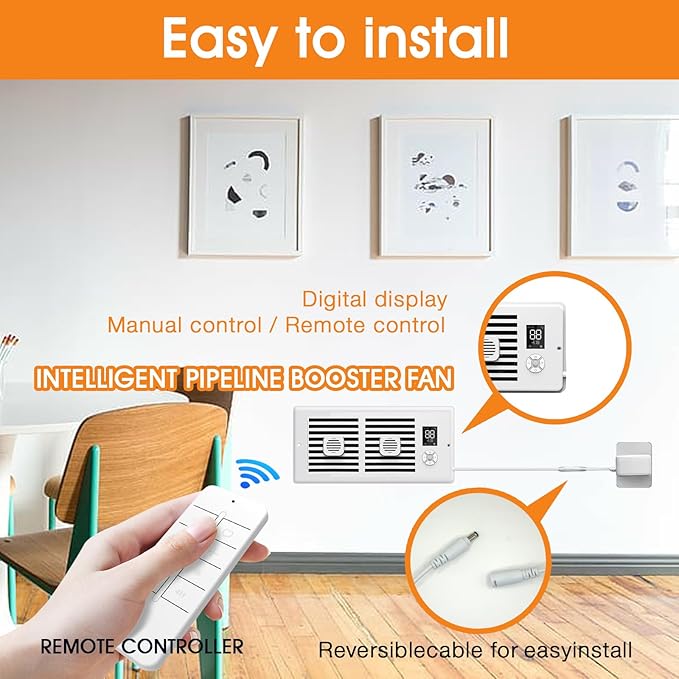 Register Booster Fan, 10-Speed Smart Thermostat AC Vent Fan - Image 5