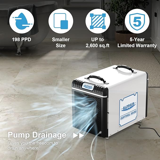 ALORAIR Basement/Crawlspace Dehumidifiers 198 PPD, 90 Pints, 5 Years Limited - Image 2