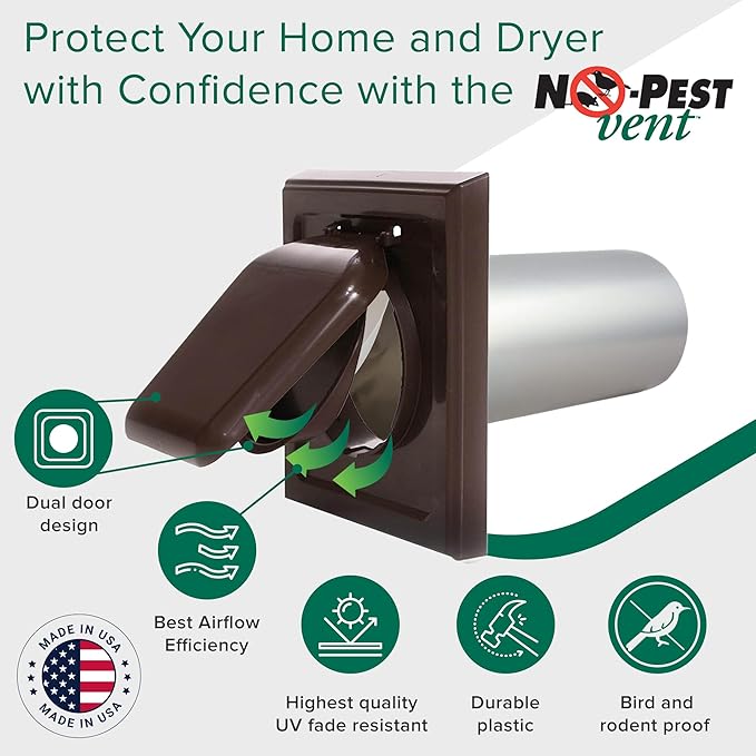 NO-PEST VENT, Exclusive Dual Door Dryer Vent Cover Outdoor 4 inch - Image 4