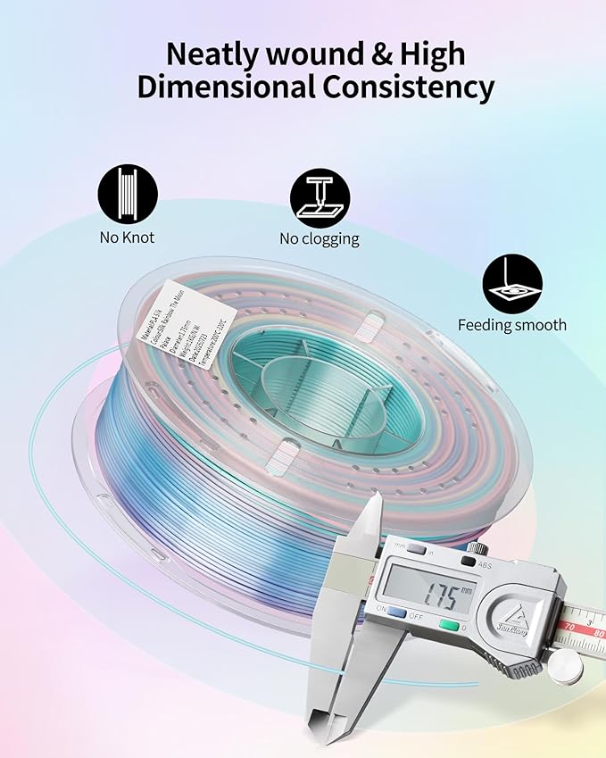LANDU Silk PLA 3D Printer Filament Multicolor Rainbow PLA Filament 1.75mm - Image 4