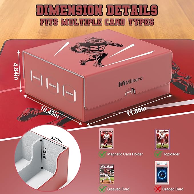 Mlikero Football Card Storage Box, Trading Card Storage Box Oversized Fits - Image 6