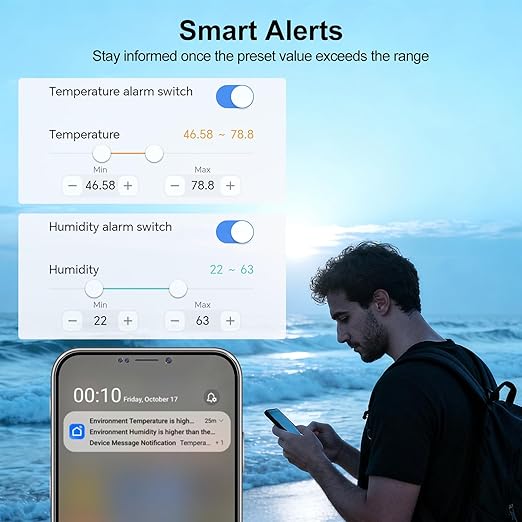 eMylo WiFi Hygrometer Thermometer 5 Pack, Smart Digital Indoor Temperature - Image 6