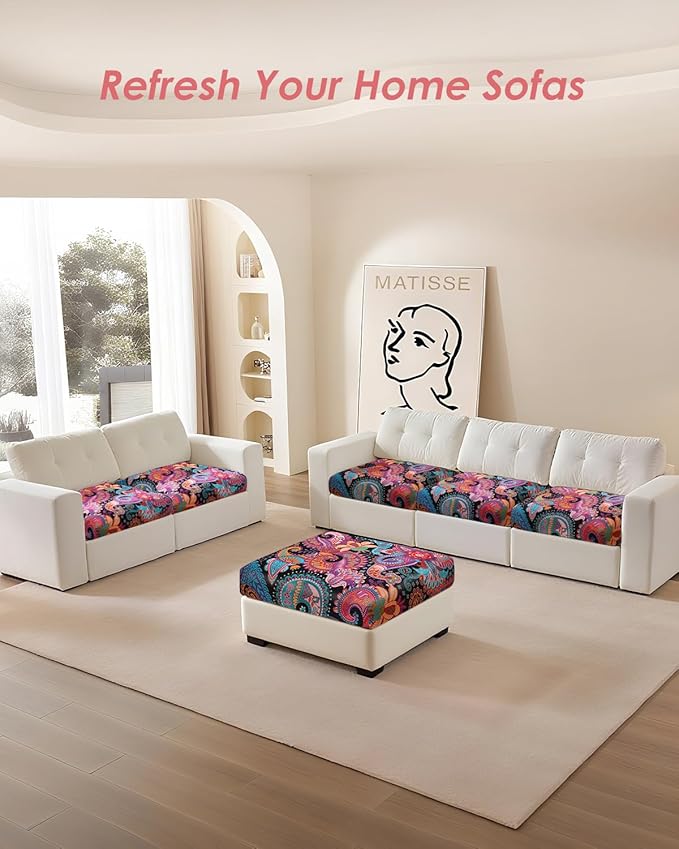 Fuloon Sofa Cushion Covers, Stretch Printed Seat Cushion Cover Couch Seat - Image 7