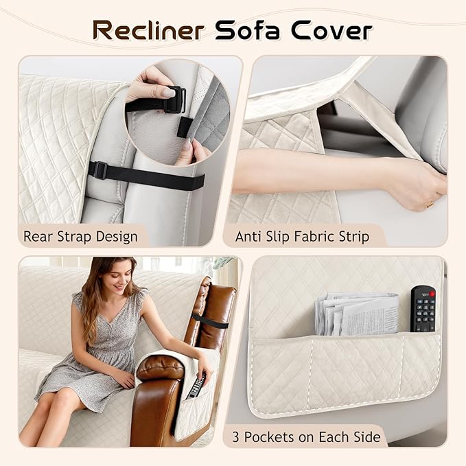 Arfntevss Waterproof Recliner Sectional Couch Covers - Image 4