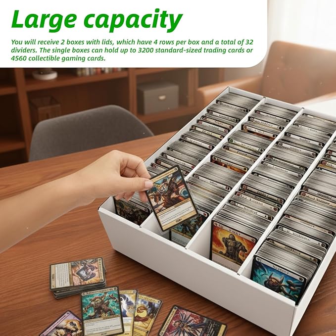 Calenzana 3200-Count Trading Cardboard Card Storage Boxes 2 Pack, 4 Row White - Image 4