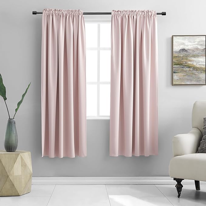 DONREN Blush Pink Curtains 72 Inch Length by DONREN