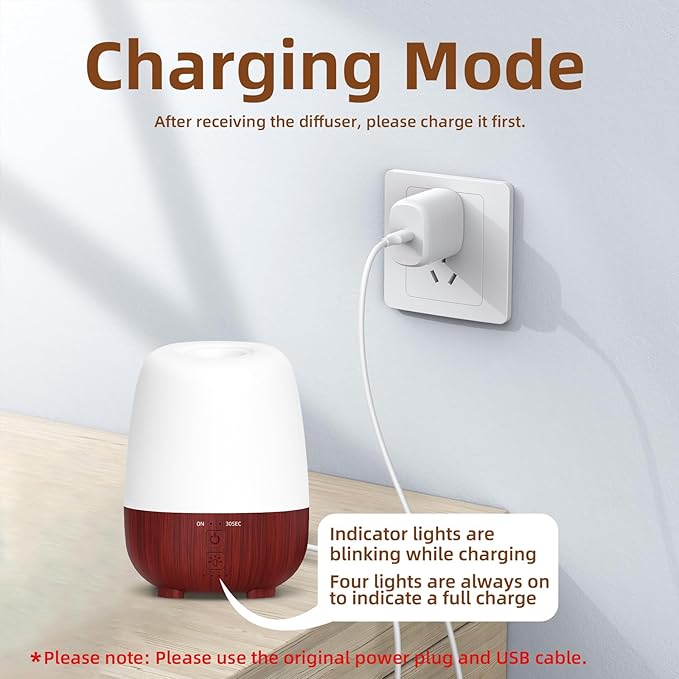 150ML Cordless Essential Oil Diffuser, Rechargeable Battery-Operated Quiet - Image 3