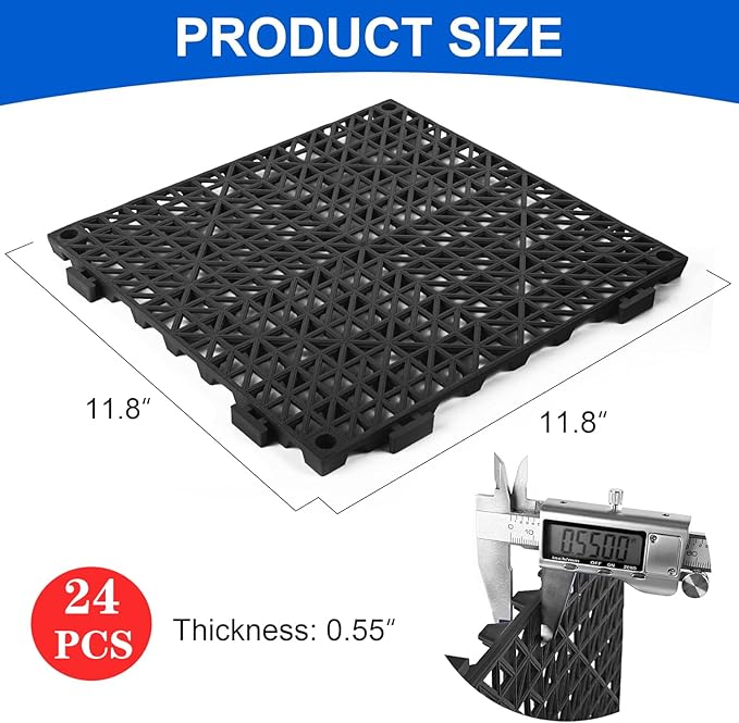 MYFAMIREA Modular Interlocking Cushion 24 Pack 11.8" x 11.8" Rubber Floor Tiles - Image 2