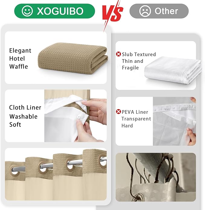 No Hook Shower Curtain and Liner Set - Image 5