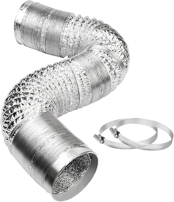 YIJUHOU 4 Inch 5 Feet Dryer Vent Hose, Non-Insulated Aluminum Foil Ducting by YIJUHOU