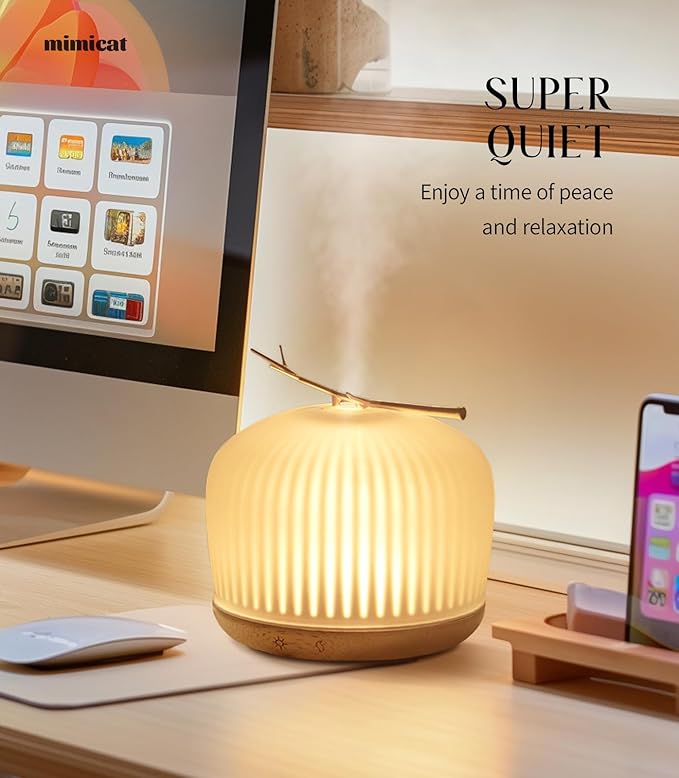 mimicat Quiet Aromatherapy Diffuser Glass: 230ML Ultrasonic Cool Mist Scent - Image 8