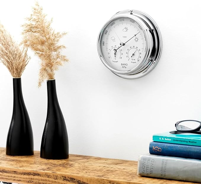Chrome Barometer with Built-in Hygrometer &Thermometer - Image 7
