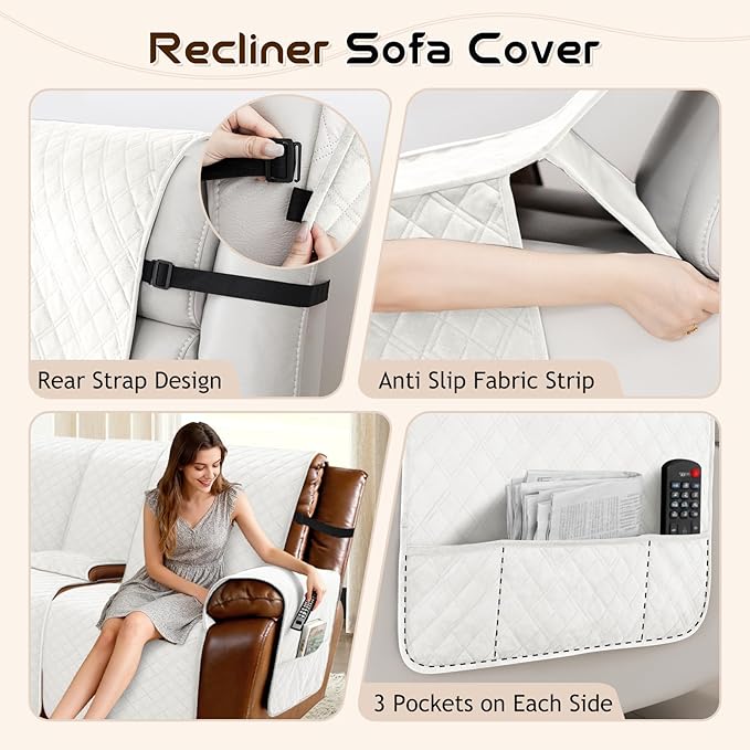 Arfntevss Waterproof Recliner Sectional Couch Covers - Image 4