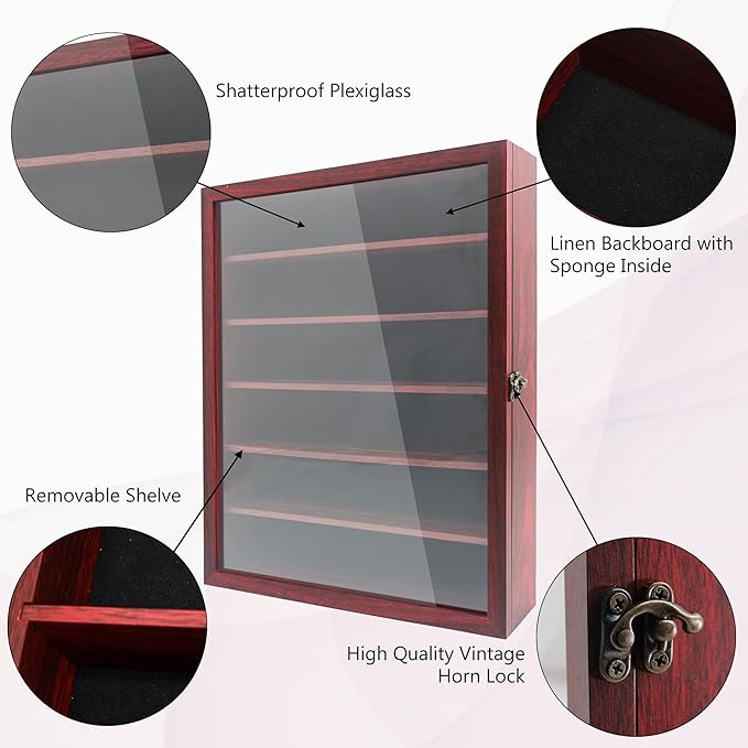 Shadow Box Frame with Removable Shelves, Coins Military Medals Pins Wedding - Image 4