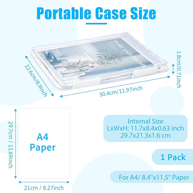 SAYEEC Portable Project Case A4 Plastic Transparent File Storage Box - Image 2