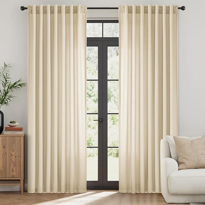 MIULEE Beige Thermal Insulated Curtains 84 Inches Long 2 Panels Set - Image 9