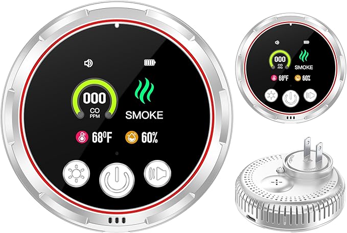 4-in-1 Ring Plug in Smoke & Carbon Monoxide Detectors Combination Built-in by HAKINAKU