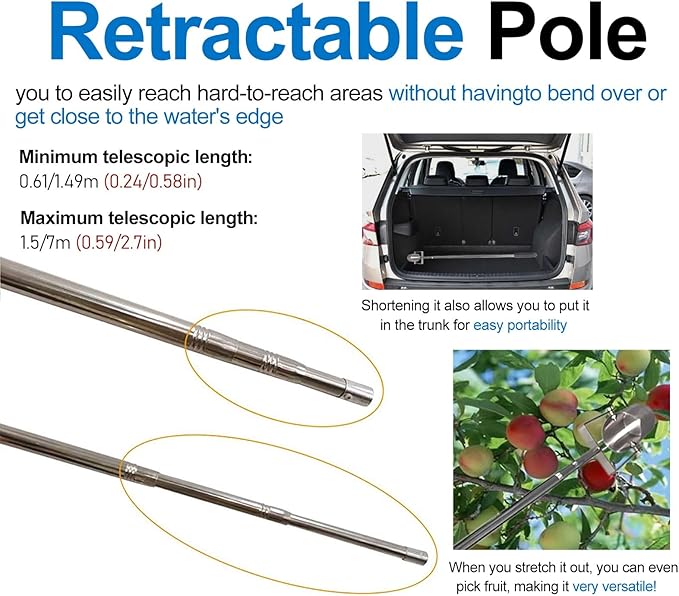 ERRULAN Water Sample Collection Pole PVC, Vertical Swing Telescopic Water - Image 4