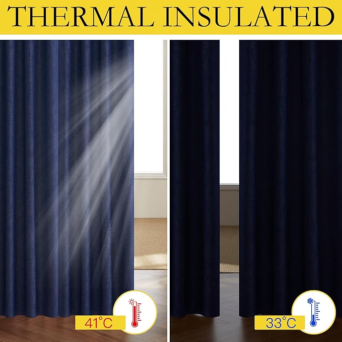 NICETOWN 100% Absolutely Blackout Linen Curtains - Image 4