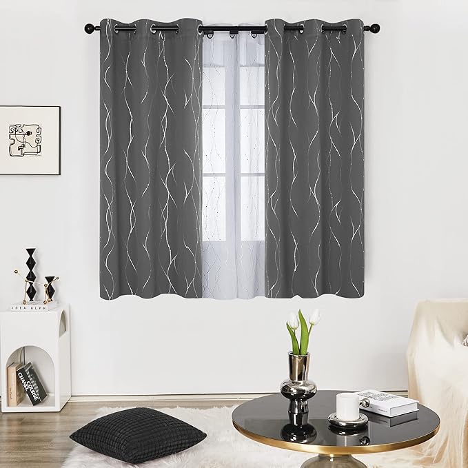 Deconovo Kitchen Curtains, Short Blackout Drapes 42 x 45 Inch, Thermal - Image 2