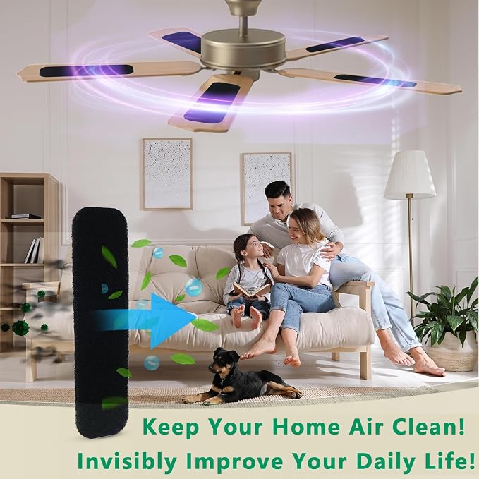 10 Pack Ceiling Fan Filters for Blades, Strong Activated Coconut Carbon Filter - Image 7