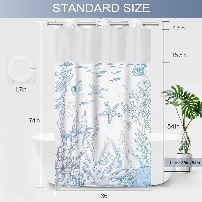 Small Stall No Hook Shower Curtain - Image 6