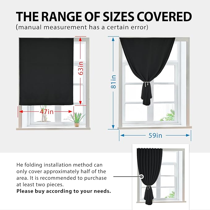 Paste Style Curtains for Windows, Bedroom Blackout Curtains for - Image 3
