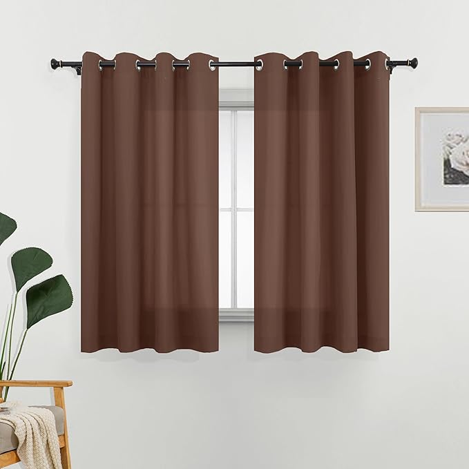 L.Z.E Non-See-Through Privacy Curtains 63 Inch Length 2 Panels Set by LZE