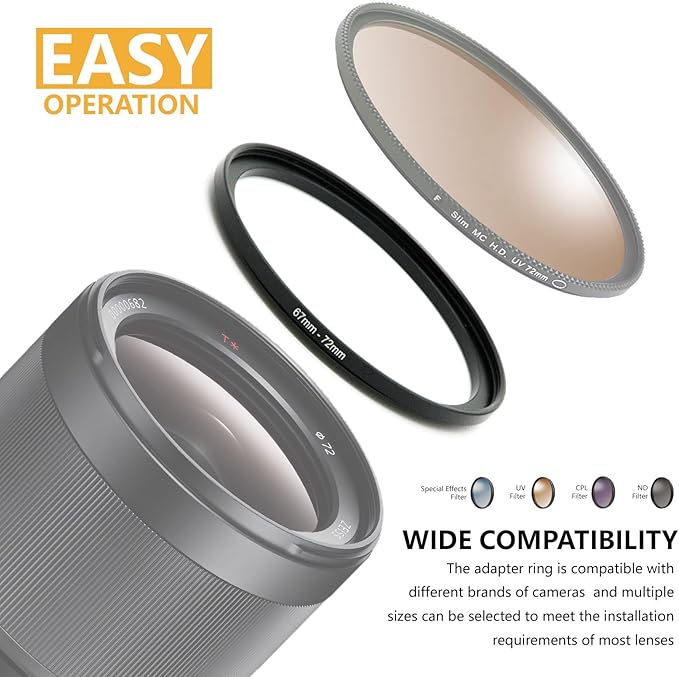 86mm to 95mm Step Up Ring Filter Adapter Black Metal Step up Adapter Rings - Image 5
