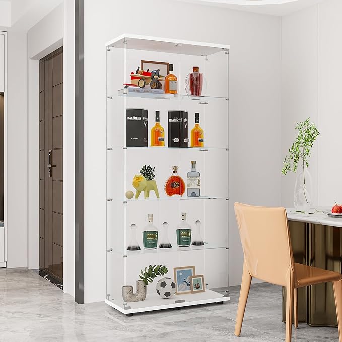 Yoluckea 5 Shelves Glass Display Cabinet - Image 4