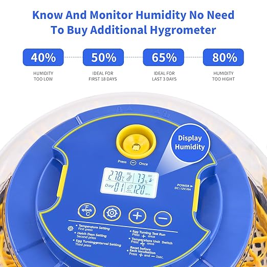 18 Egg Incubator with Auto Turn & Humidity Control, 360° View Poultry Hatcher - Image 5