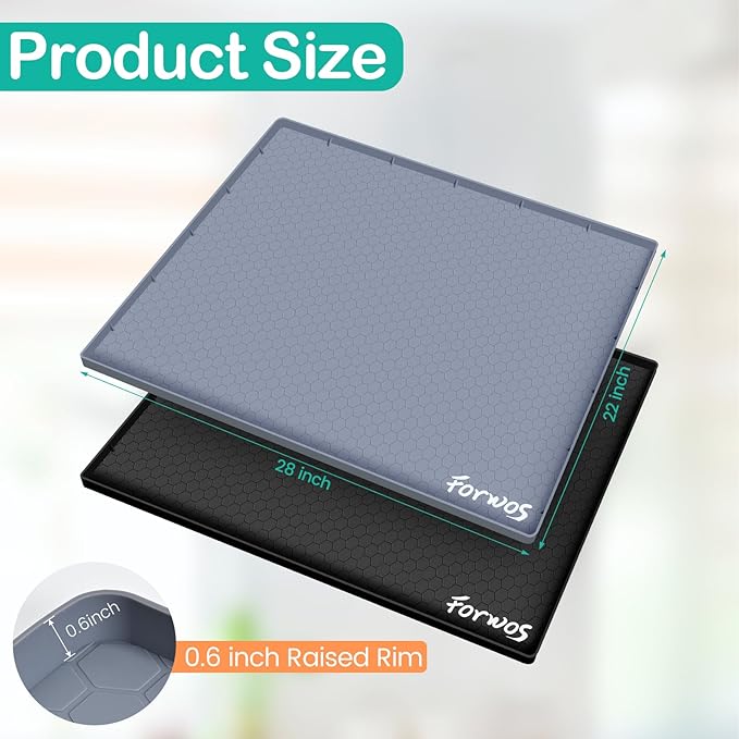 Waterproof Under Sink Mat 28" x 22", Silicone Cabinet Liner, Rubber Protector - Image 2