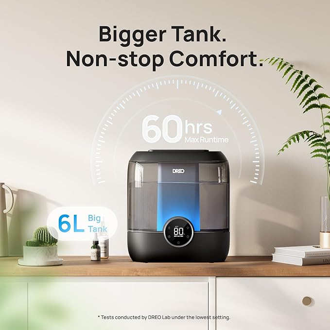 DREO 6L Top Fill Humidifiers for Bedroom, 60H Runtime 28 dB Quiet Supersized - Image 3