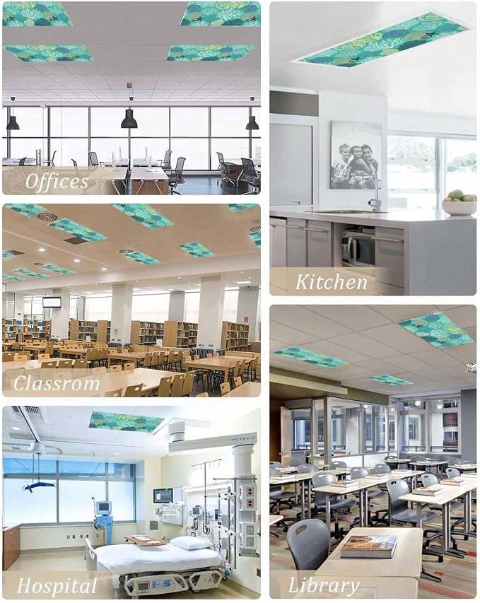 Fluorescent Light Covers for Ceiling Lights Nautical Coastal Ocean Coral - Image 5
