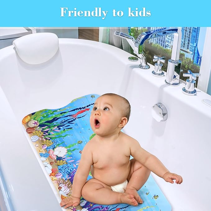 Bath Mat for Tub Non Slip, Machine Washable Anti-Slip Cartoon Baby Bathtub - Image 2