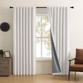 CUCRAF Linen 100% Blackout Curtains 84 Inch Length 2 Panels Set, Back Tab and by CUCRAF