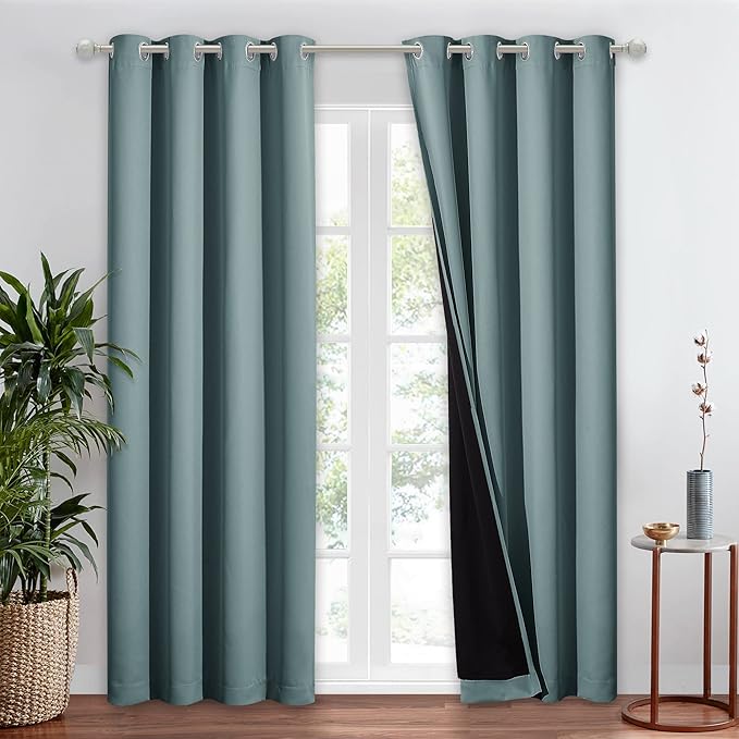 NICETOWN Greyish Blue 100% Blackout Window Curtain Panel, Cold and Full Light by NICETOWN
