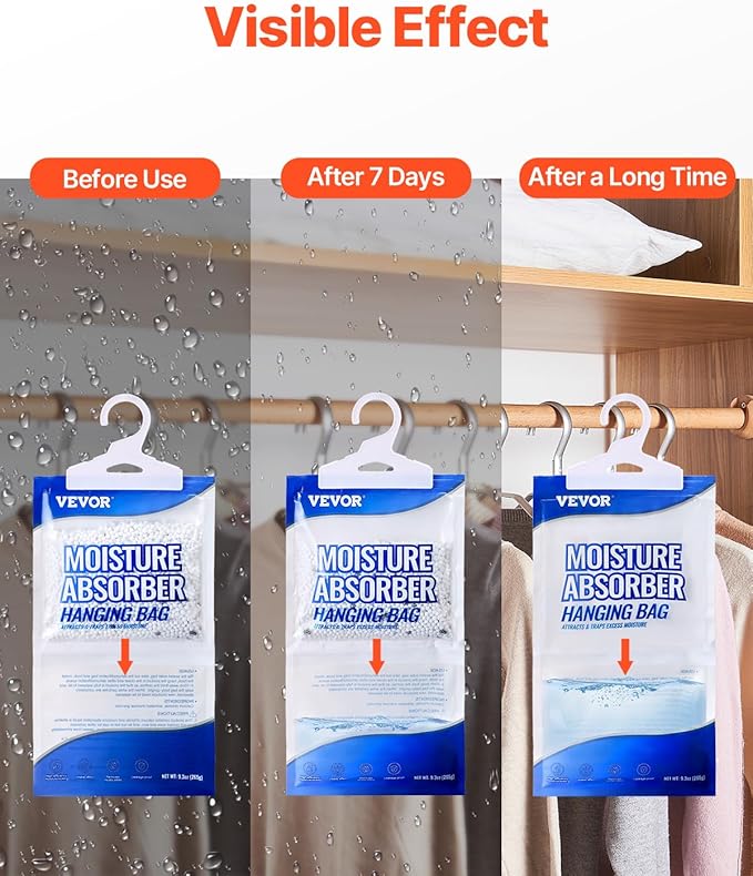 VEVOR Hanging Moisture Absorber, 9.3 oz Hanging Closet Dehumidifier Bags - Image 3
