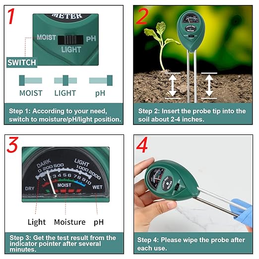 2 Packs Soil Moisture Meter, 3 in 1 Soil Tester Tool, Plant Water Monitor - Image 5
